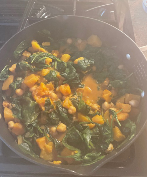 Butternut Squash with Chickpeas and Spinach